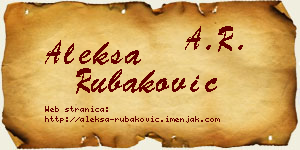 Aleksa Rubaković vizit kartica